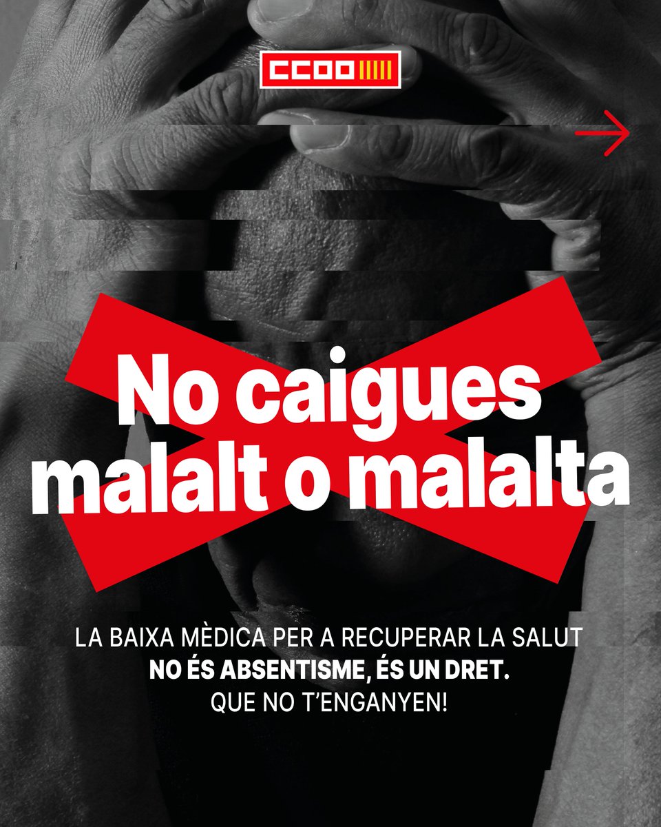 ccoopv's tweet photo. ⚠️Que no t'enganyen‼️No t'estàs absentant del treball, estàs exercint els teus drets
❌Les baixes mèdiques, les cures de menors o dependents, els permisos per maternitat/paternitat, defunció o per altres motius regulats, NO són #absentisme
👇 https://t.co/CF2r0OUyjL