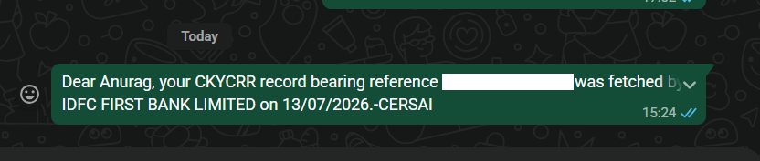 Choottuu's tweet photo. @Cersai_India not authorised @IDFCFIRSTBank to fetch ckyc details, please take action. https://t.co/ZOWX3vpE5z