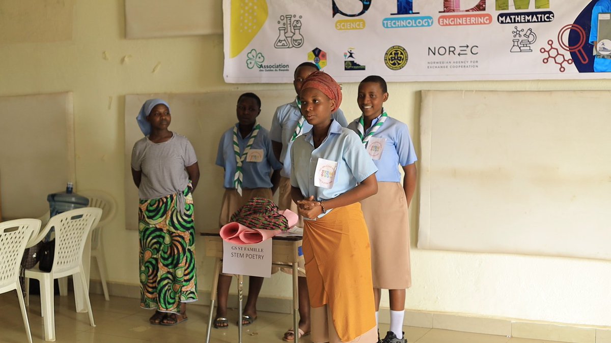 YessGirlsRwanda's tweet photo. Learning comes alive through creativity! 🎭✨ Students at GS St. Famille showcased STEM through an inspiring skit, proving that science, technology, engineering, and math can be fun, engaging, and empowering. #STEM #yessgirlsmovement #WAGGGS  #YesGirlsCanDoSTEM https://t.co/EiWjBuFRTe