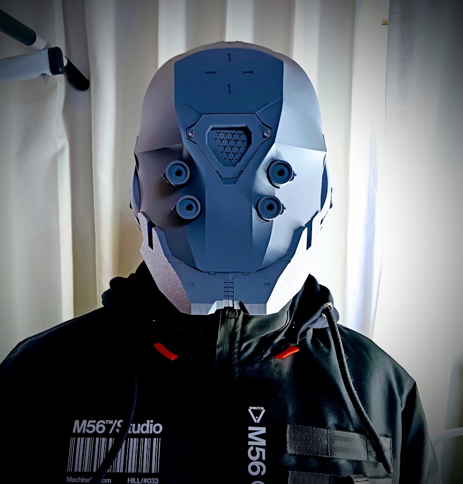 W_LIGHTNING_'s tweet photo. 【お知らせ】

この度メカヘッド「監視者の仮面」のテスター募集します。
数量は1個。オマケでオクトパイプ型アゴ装甲が付きます。
ご希望の方は応募要項を確認してリプしてください。

＃メカヘッド
＃white_lightning https://t.co/P1NyVHpgLv