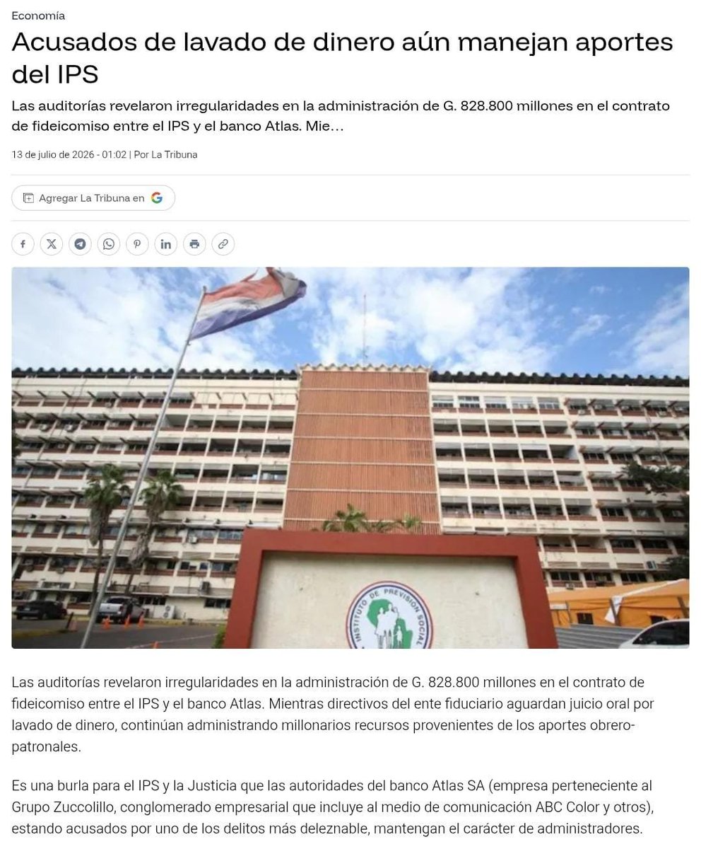 housepy_blog's tweet photo. Informes de auditorías y construcción de narrativas definen la disputa mediática en torno a la gestión de fondos públicos.

La fiscalización de los fondos estatales y previsionales es efectivamente una de las responsabilidades del periodismo. Sin embargo, al observar la cobertura sobre los fideicomisos del IPS y el crecimiento de grupos empresariales, es posible identificar dos metodologías periodísticas divergentes que ofrecen al lector conclusiones muy distintas sobre la realidad nacional.

Mientras algunos medios optan por el análisis de auditorías oficiales, otros parecen inclinarse hacia la construcción de sospechas basadas en inferencias.

El artículo presentado por La Tribuna respecto a la administración del fideicomiso del IPS con el Banco Atlas se sostiene sobre un pilar fundamental; los hallazgos de auditorías. El artículo se centra en el hecho concreto y verificable de que existen irregularidades detectadas en la gestión de 828.800 millones de guaraníes.

La postura de este medio se apoya en la documentación técnica que cuestiona la operatividad del contrato. El argumento central no es una especulación sobre las intenciones de los directivos, sino una interrogante sobre la prudencia institucional. Es adecuado que una entidad, encargada de proteger los ahorros de los trabajadores, mantenga una relación contractual con un fiduciario cuyos directivos enfrentan procesos judiciales por lavado de dinero? Al basarse en informes de auditoría, el reclamo de La Tribuna se sitúa en el terreno de la administración pública y el riesgo institucional, datos que son difíciles de refutar porque surgen de los propios documentos de control.

Por otro lado, la cobertura de ABC Color sobre el Grupo Vázquez y su relación con el gobierno presenta un enfoque distinto. Si bien utiliza datos económicos reales como el número de empresas y el volumen de depósitos en Ueno Bank, el artículo estructura su relato alrededor de sospechas arbitrarias.

La narrativa de ABC sugiere una causalidad directa entre el ascenso de Santiago Peña y el éxito financiero del grupo, calificándolo de "milagro". No obstante, al realizar esta conexión, el medio incurre en interpretaciones subjetivas que carecen de una prueba concluyente de ilegalidad. La tesis de la "puerta giratoria" y el tráfico de influencias, aunque políticamente sugerente, opera más como una construcción retórica que como una conclusión técnica. 

Al conectar cronológicamente eventos y personas para sugerir una conducta irregular, el medio termina por presentar como un hecho lo que, en esencia, es una sospecha construida sobre coincidencias temporales y relaciones comerciales.

ABC también omite mencionar que los fondos públicos son ubicados a través de procesos públicos y claros en entidades que generan mayor ganancia para las instituciones.

La distinción debería ser crucial para el lector. La Tribuna plantea una crítica sobre la gestión y los riesgos del patrimonio público, fundamentada en auditorías que señalan falencias administrativas. ABC Color, en cambio, despliega una estrategia de fiscalización política que intenta demostrar una conspiración estructural.

Mientras los informes de auditoría sirven como evidencia para exigir rendición de cuentas, las sospechas arbitrarias suelen enturbiar el debate, transformando la fiscalización en un juicio paralelo. Ante la complejidad de la gestión de fondos públicos, es imperativo distinguir entre las irregularidades documentadas,que requieren respuestas inmediatas de las autoridades, y las narrativas de sospecha, que, aunque pueden ser periodísticamente atractivas, están lejos de alcanzar el rango de hechos confirmados.