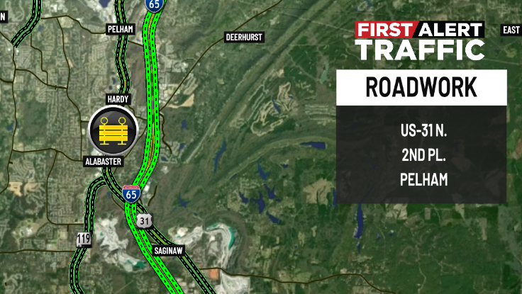 DestinyM_TV's tweet photo. First Alert:
There is construction on US-31 N. at 2nd Place NW. in #Pelham. The road is closed. @WBRCnews @WBRCtraffic #wbrctraffic https://t.co/RiSCY3Zzif