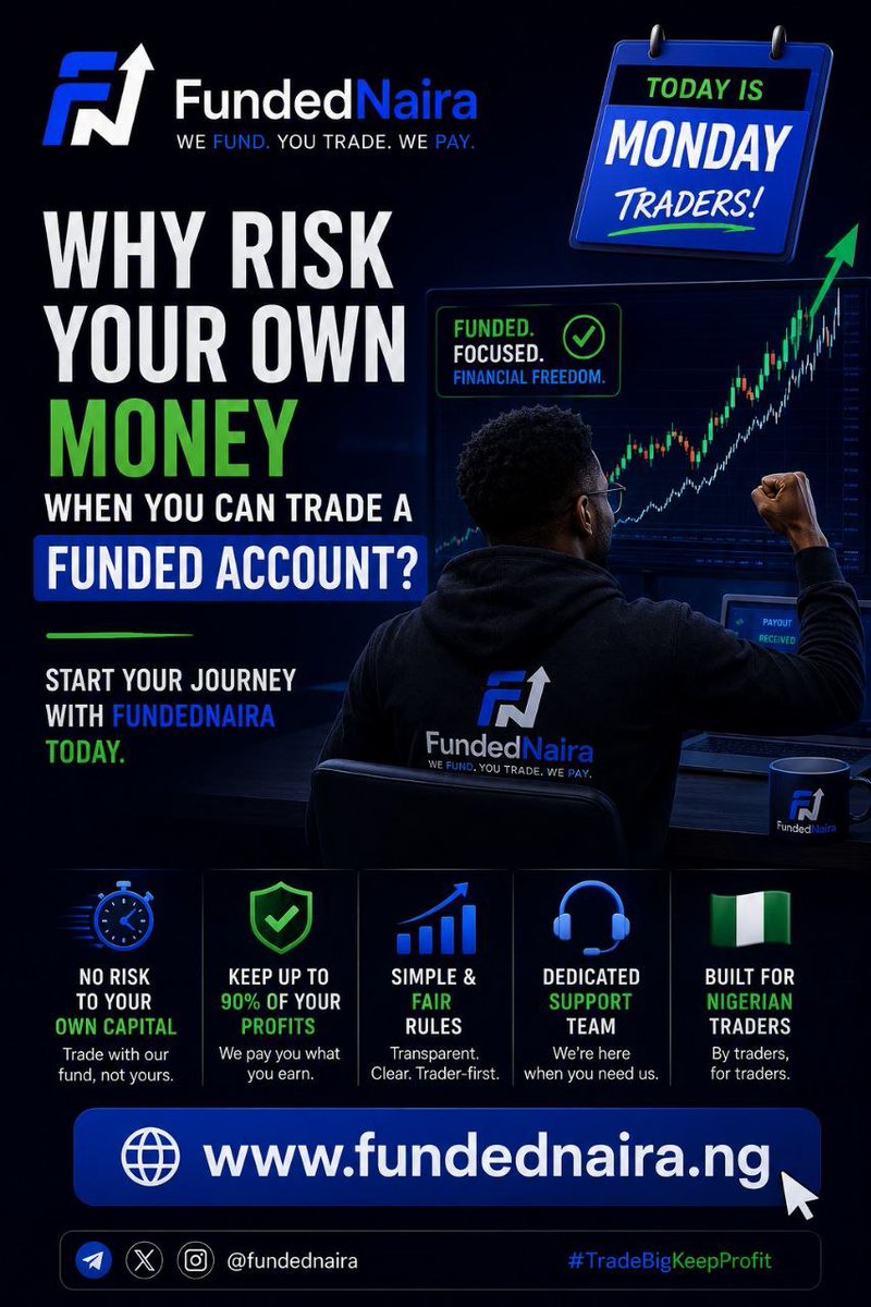 KAURANMATAFX's tweet photo. Why risk your own money when you can trade a funded account?

Start your journey with FundedNaira today.

https://t.co/wQqbITXThX

@FundedNair8 https://t.co/OFNjkZdxY5