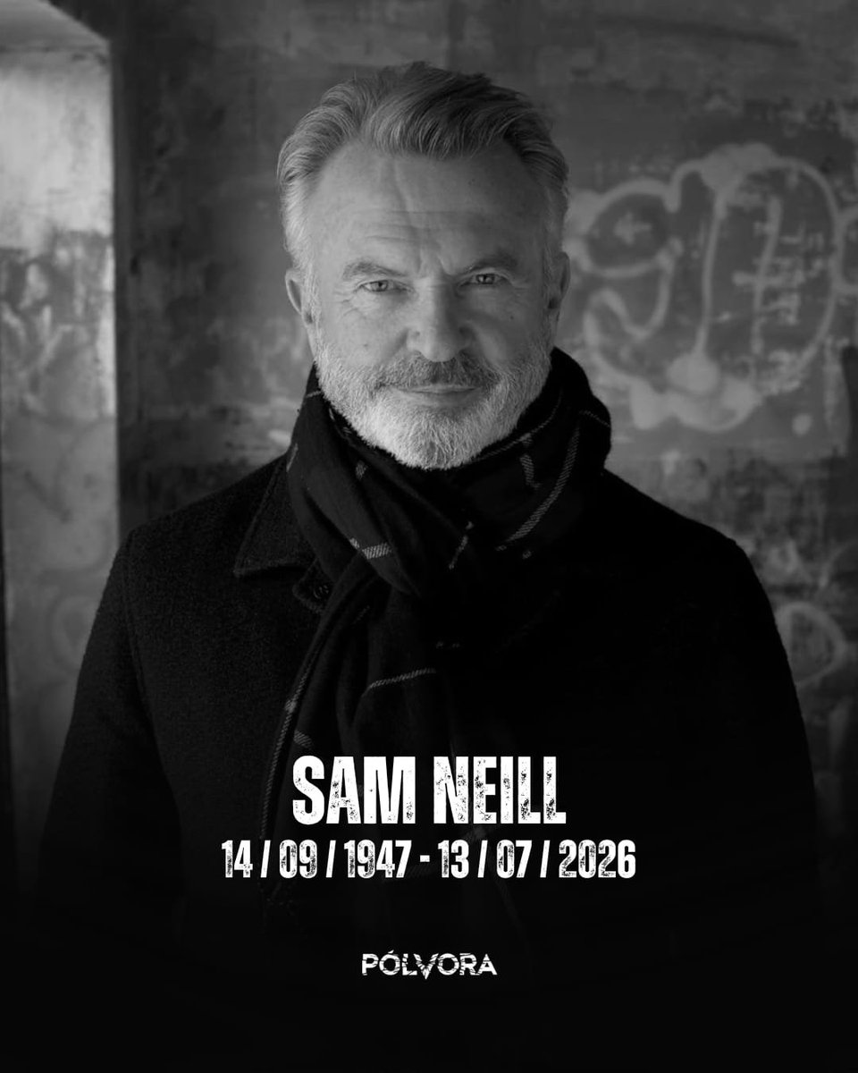 PolvoraRock's tweet photo. 😢😭 Lamentablemente, el actor Sam Neill falleció hoy a los 78 años de edad. La noticia fue dada a conocer por su familia a través de su Instagram:

"La pérdida fue repentina e inesperada, pero nos reconforta el hecho de que Sam permaneció libre de cáncer". https://t.co/rPRfiX1rOO