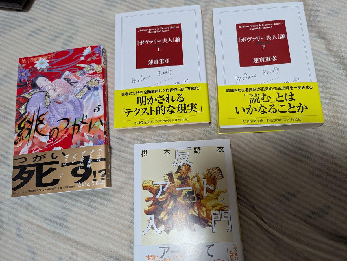 今日、本屋さんで買ってきた本。 蓮實重彦『ボヴァリー夫人論』は
