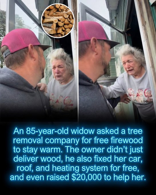 Rainmaker1973's tweet photo. When 85-year-old widow Nana Abernathy from North Carolina called Brittain’s Tree and Crane Service asking for free firewood to stay warm through the winter, she never expected what came next.

The company’s owner, Paul Brittain, didn’t just deliver the wood. He went far beyond her request — repairing her car, fixing her damaged roof, and restoring her broken heating and air conditioning system, all at no cost.

Not stopping there, Brittain organized a Christmas fundraiser that raised over $20,000 to support Nana and ensure she would be cared for in the years ahead.

The story quickly spread online, touching hearts across the country and reminding everyone of the power of genuine kindness and compassion. Paul Brittain’s extraordinary generosity shows how one person’s actions can make a profound difference in someone’s life.