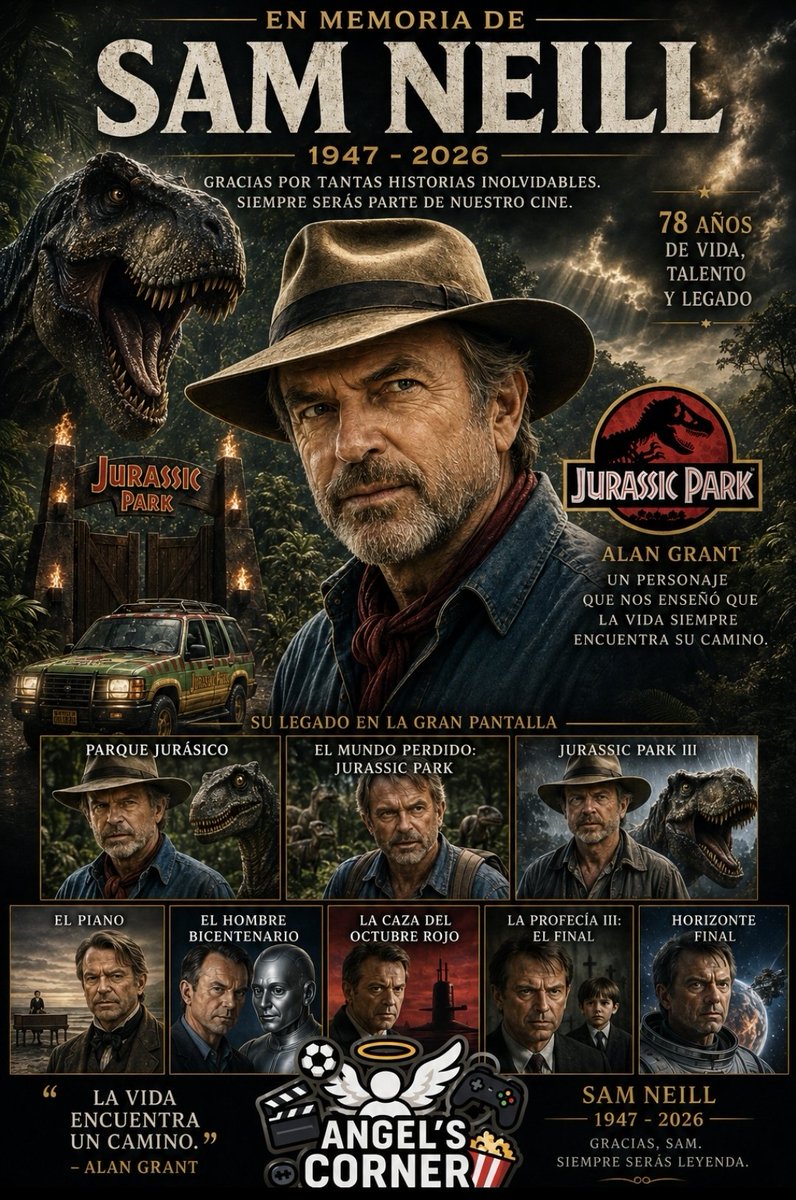 AngelsCorner2's tweet photo. Ha fallecido el actor #SamNeill a la edad de 78 años 😔😔😔😔.

#DescanseEnPaz Doctor Alan Grant.

#DEP #RestInPeace #RIP https://t.co/35buLhZ7vM