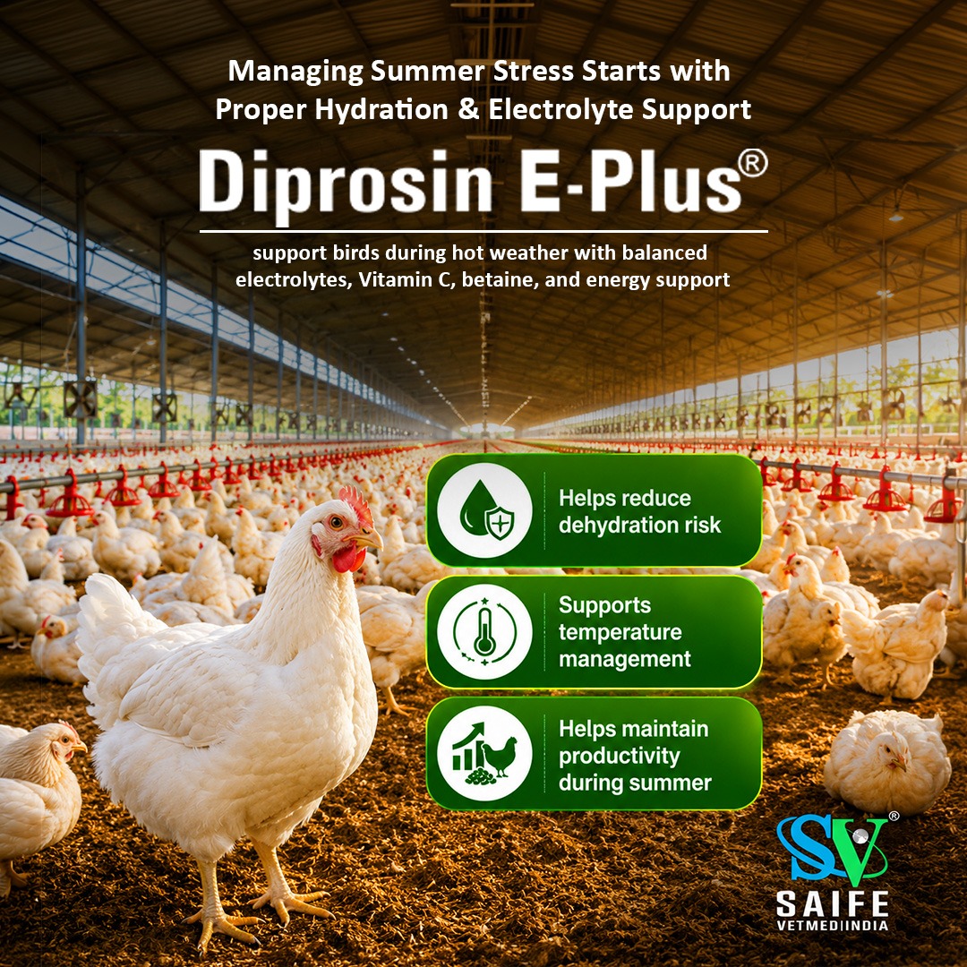 LtdSaife's tweet photo. ☀️ Summer heat demands better hydration

𝐃𝐢𝐩𝐫𝐨𝐬𝐢𝐧 𝐄-𝐏𝐥𝐮𝐬 provides balanced electrolytes, Vitamin C, betaine, and energy support to manage heat stress and maintain productivity
𝐋𝐞𝐚𝐫𝐧 𝐦𝐨𝐫𝐞: https://t.co/oiFYvHaeSf

#DiprosinEPlus https://t.co/3LJ3BPSjC5
