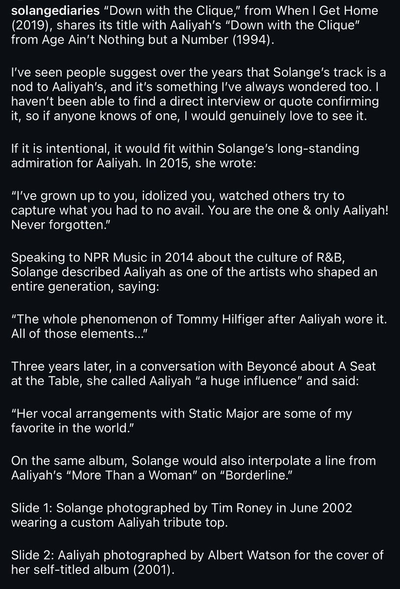 AaliyahHub's tweet photo. Solange likes post about her admiration for Aaliyah https://t.co/GOnjUmcxHS