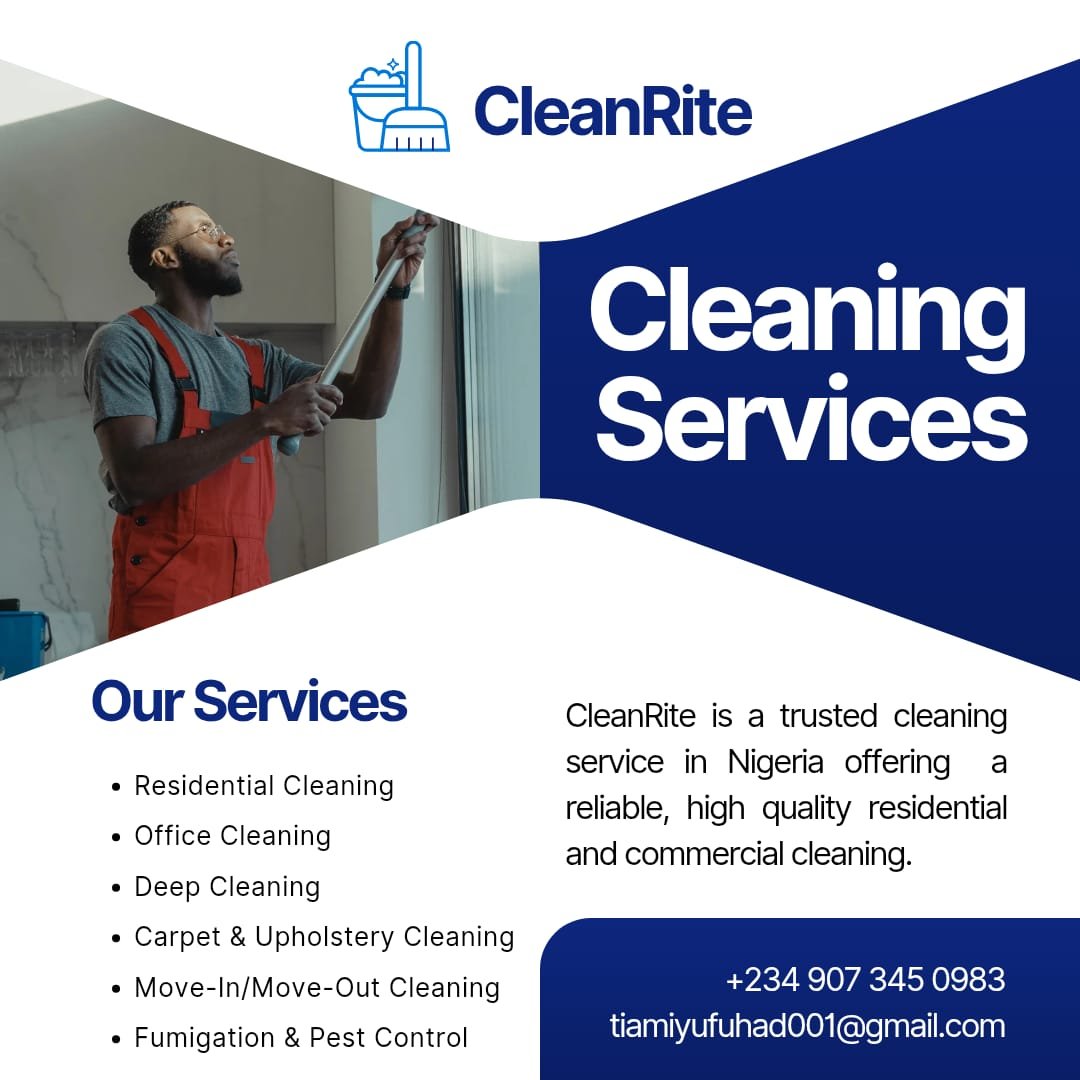 sukomayarna's tweet photo. Good morning .
We are a professional cleaning  agency ,we do pre and post construction cleaning ,warehouse cleaning ,office cleaning ,Window and so on.
Kind book us for you home and office .
Trust us to give your home that sparkling ✨️ brighter  look you want https://t.co/5DNnPjQHg8