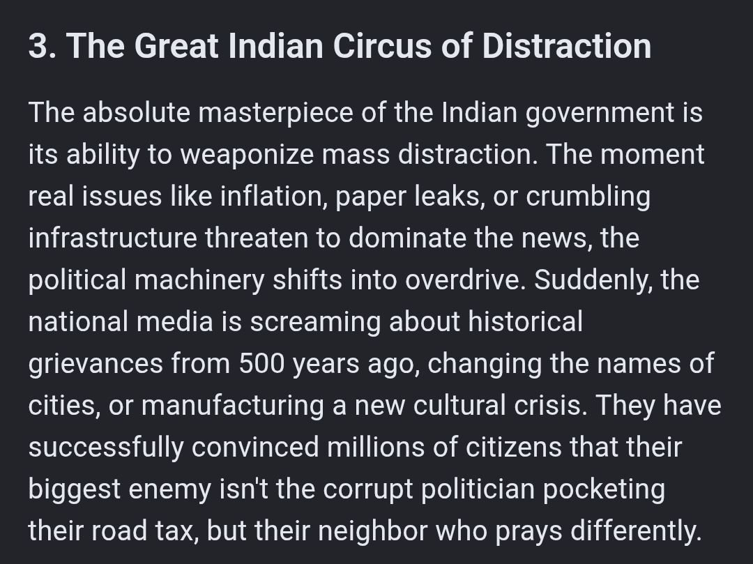 ImFightingFreak's tweet photo. The Indian government runs less like a modern democracy and more like a multi-billion-rupee corporate circus, where the clowns are untouchable, the ringmasters are corporate billionaires, and the audience pays a 18% GST just for the privilege of watching the tent burn down. https://t.co/ikV4ryC4Wp
