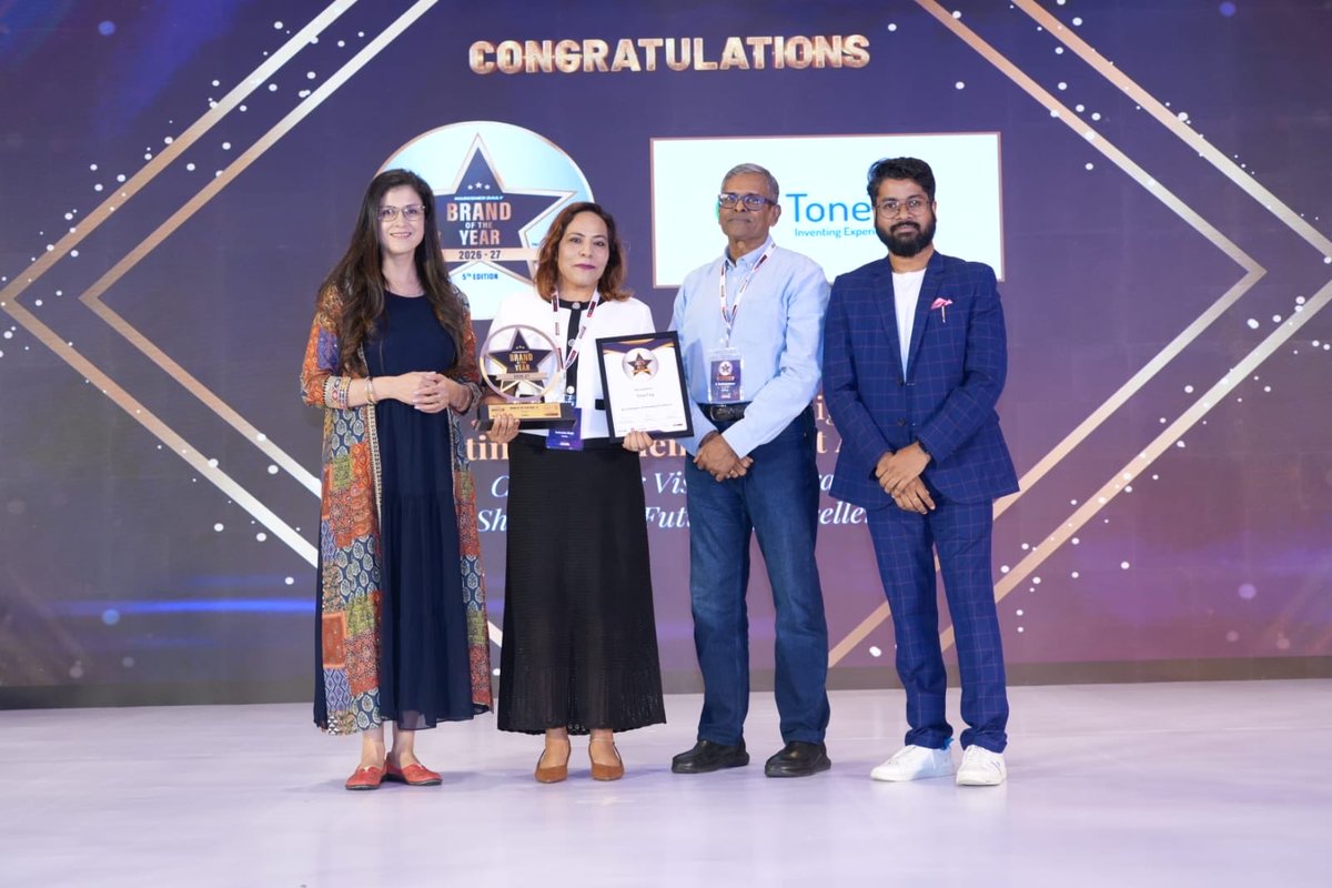 tonetag's tweet photo. ToneTag has been recognized as ‘Brand of the Year 2026 –27’ at its 5th Edition, held in Mumbai.
 
From pioneering sound-based payments to advancing AI-powered conversational commerce, our mission has always been to simplify how people pay, transact and engage. This recognition reinforces our belief that purposeful innovation creates lasting value.
 
#ToneTag #BrandOfTheYear #Innovation #FinTech #DigitalCommerce #Payments