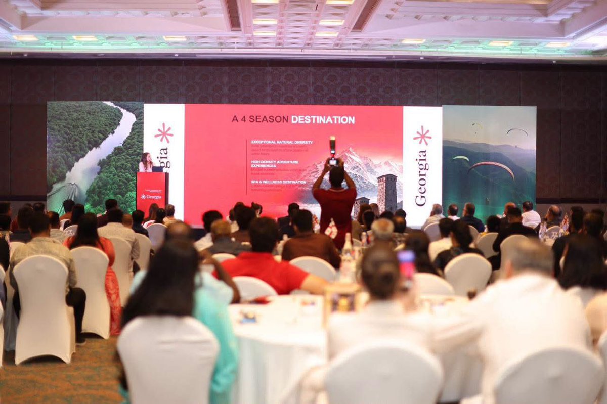 jao_1973's tweet photo. A wonderful opportunity in #Chennai to present #Georgia as a year-round destination alongside #GNTA & #thinkstrawberries. Encouraged by t/ strong interest from travel trade, media, airline & MICE partners. Looking forward to welcoming more travelers from 🇮🇳 to 🇬🇪.
#VisitGeorgia https://t.co/poNRigaNBL