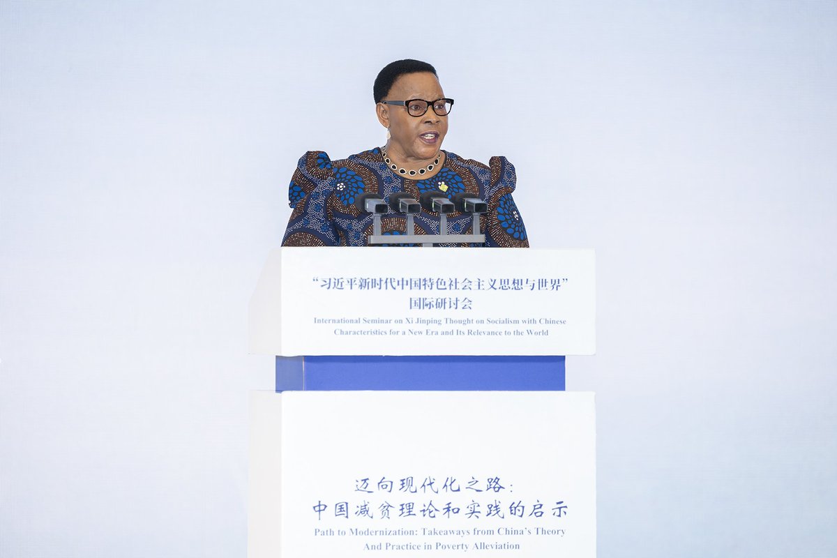 ChineseZimbabwe's tweet photo. The President of the Senate of Zimbabwe, Hon. Mabel Memory Chinomona, led a 10-member parliamentary delegation on a fruitful official visit to China from July 6 to 11, 2026.
 
During their stay in Ningxia, the delegation conducted field visits to the Helan Paddy-Fish Ecological Park and the Changcheng Huayuan Community in Yinchuan, gaining firsthand insights into China’s innovative practices in eco-friendly agriculture and people-centered community governance.
 
Hon. Chinomona delivered a keynote speech at the International Seminar on Xi Jinping Thought on Socialism with Chinese Characteristics for a New Era. She spoke highly of China’s remarkable achievements in targeted poverty alleviation, noting that China’s proven experience offers valuable and replicable references for Zimbabwe’s national development.
 
In Beijing, Hon. Chinomona held talks with senior officials of the Communist Party of China, including Liu Haixing, Minister of the International Department of the CPC Central Committee. The two sides reiterated their resolve to deepen parliamentary exchanges and enhance people-to-people friendship, consolidating the time-honored all-weather cooperative partnership between China and Zimbabwe.
 
#ChinaZimbabweRelations #DiplomaticCooperation #LegislativeExchange #InternationalFriendship