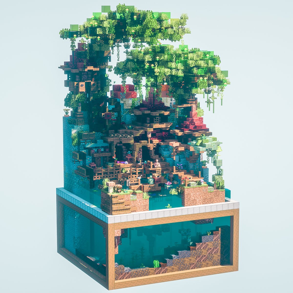 KANI_Server's tweet photo. 鯖民箱庭合作「沼地の暮らし」

#蟹鯖 #Minecraftbuilds https://t.co/fzWXsfFUEp