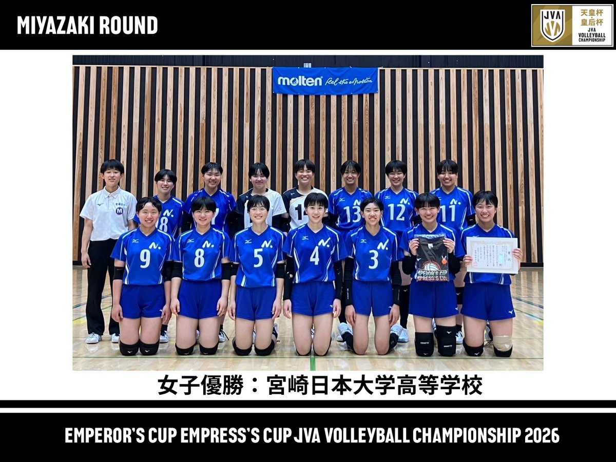 🏐宮崎県ラウンド結果情報🏐 男子優勝：KREST 女子優勝：宮崎日本大学