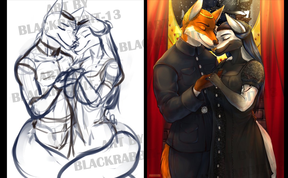 BlackRabbit__13's tweet photo. Sketch vs Artwork  

#art #furry https://t.co/mcJQcXVy3j