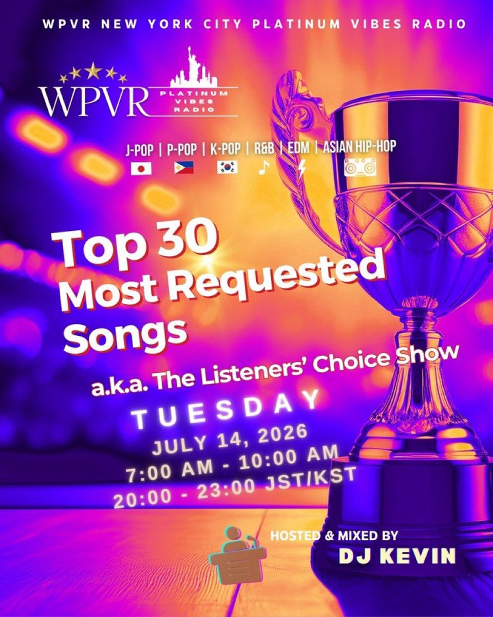 GttPmogu's tweet photo. ✅JAMさんへ　拡散希望　

🇺🇸 WPVR NYC Platinum Vibes Radio
リスナー投票「Top 30 Most Requested Songs」開催！
※詳細は画像参照👇

🗓️7/14 20:00～23:00
✨Top 3は7/17に特別OA

🎧BE CLASSIC (English ver.)
✳︎前回18位でした

⬇️リクエストはこちら
https://t.co/WQBd9j1Cpl

#JO1 #WPVR https://t.co/NiGutAs6wP