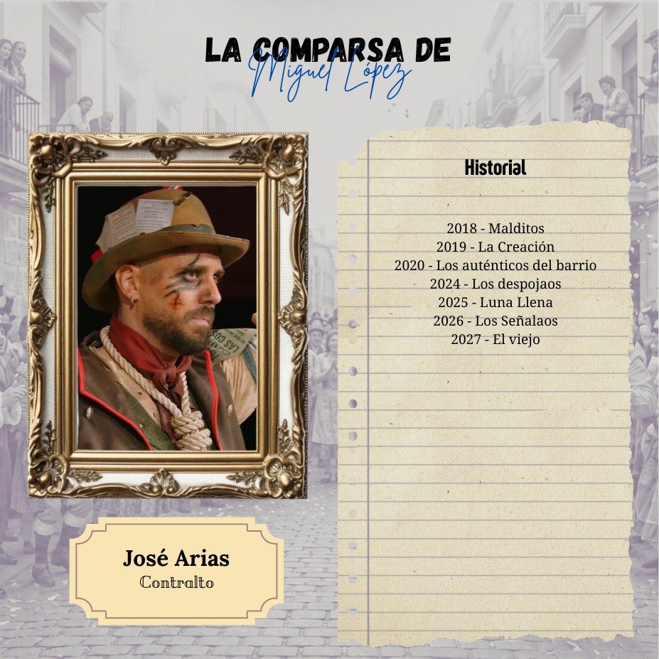 Comparsaml's tweet photo. 🎭 Hoy presentamos a José Arias. Una voz de enorme calidad que aportará sentimiento, compañerismo y experiencia a nuestra comparsa. Además, será el encargado de la representación legal y las relaciones públicas del grupo. ¡Bienvenido de nuevo a tu casa! 💙🎭 https://t.co/J8BmvRHvuf