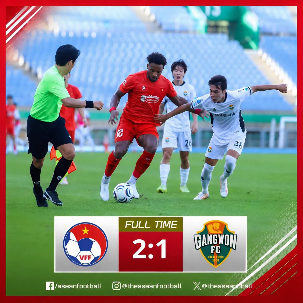 theaseanball's tweet photo. 🔶 INTERNATIONAL TRAINING MATCH (13/7)
FT: Vietnam 🇻🇳 2️⃣ - 1️⃣ 🇰🇷 Gangwon FC
#VFF https://t.co/gGQQXJ6uEY