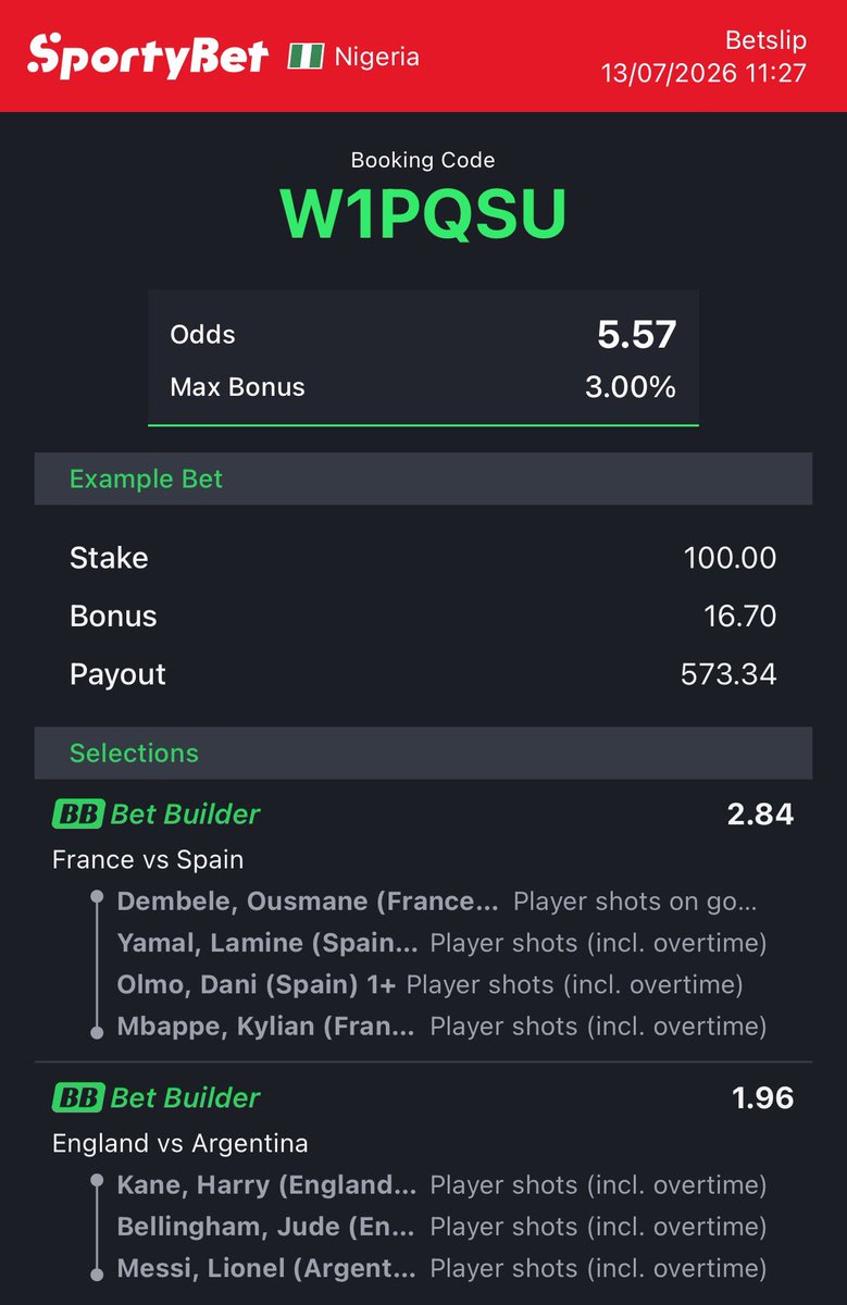 dfwpehlumiiii's tweet photo. CC: @Mrbankstips 
WC semifinal tips on https://t.co/RhuVmdO7Iy converted to spoetybet⤵️

WJ782J NAJXCG 
R8AH2B W1PQSU -sporty👩‍💻

Follow 4 convert of codes 2 ur preferred bookies! 

Retweet 4 larger audience😤🗣️ https://t.co/KeKQ6gRKha