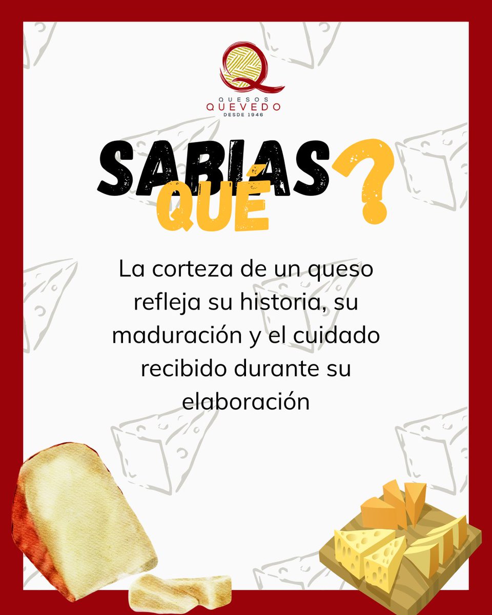 QuesosQuevedo's tweet photo. 🧀💡 La corteza de un queso puede revelar cómo ha sido su maduración y cuidado.

Cada pieza cuenta su propia historia.

#QuesosQuevedo #SaborArtesano #TierradeSabor #AlimentosdeValladolid https://t.co/M8pAfbHZE7