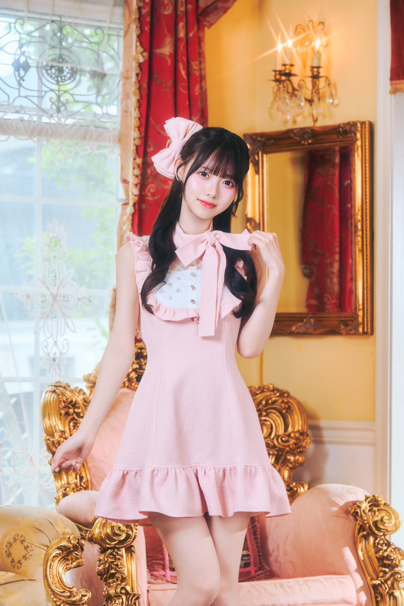 🎀Velvet Summer Glow🎀 【ツイードリボンワンピ】 color:white/pink