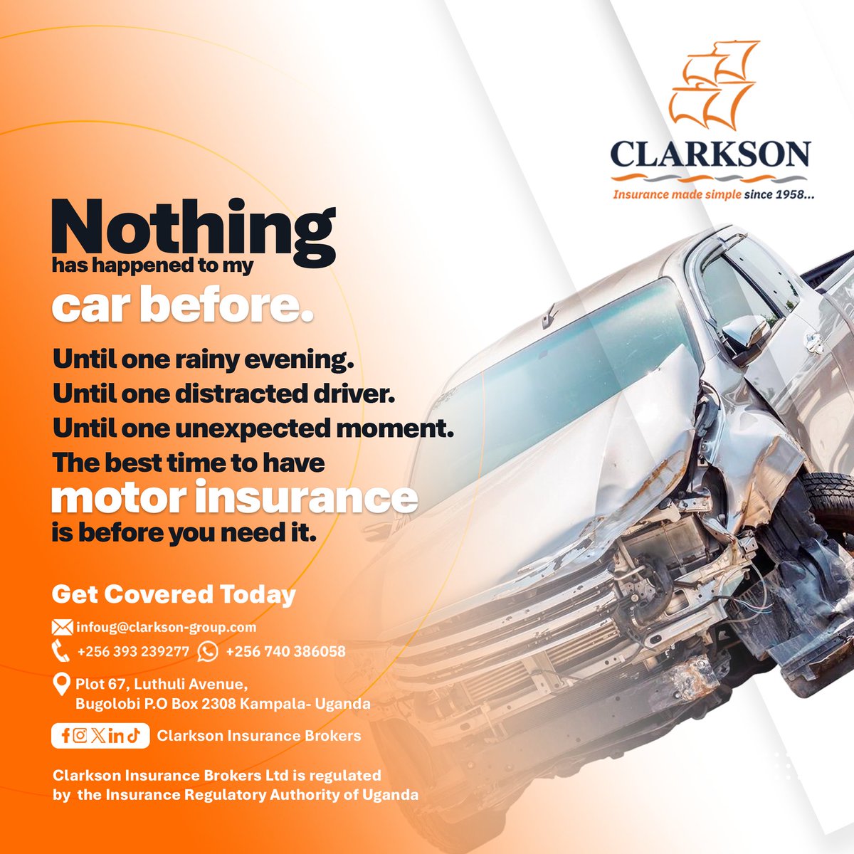 clarkson1958's tweet photo. "Nothing has happened to my car before."
That's exactly why you insure it—before something does. Protect what matters Today.
#Clarkson #InsuranceMadeSimple