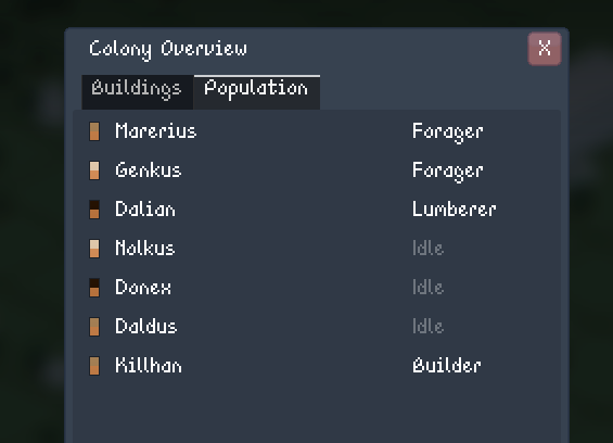 arcoficarus's tweet photo. Today I made a system that names the colonists in Arc. Say hello to Nolkus!

#indiegame #colonysim #citybuilder #indiedev https://t.co/8Qy0x9PYpd