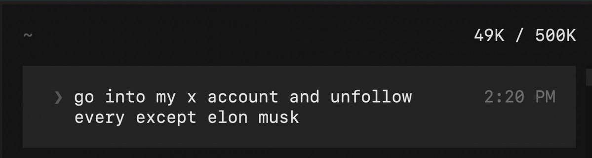 ChristianPecaut's tweet photo. @elonmusk With just a couple nudges, and a brief initial rate limit that was slowed, SuperGrok with Playwright in Chrome unfollowed 1.2k people on X, in the background, in about 90 minutes. How refreshing! https://t.co/fjRskvNCQH