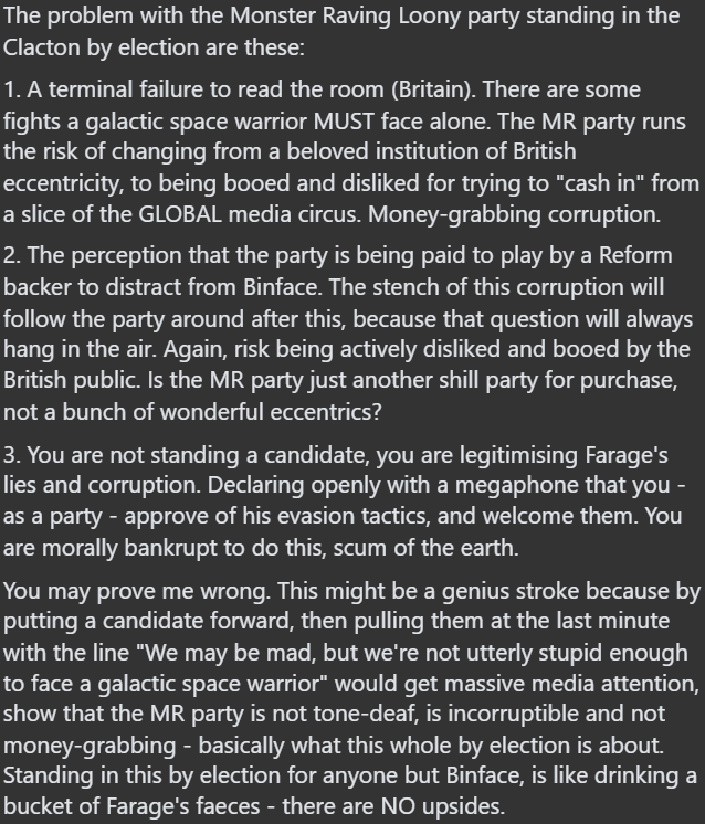 ChrisTheMassive's tweet photo. @Official_MRLP You are wrong that it is only decided by the views of people of Clacton. You are a national party that want to continue as a party after this by election: https://t.co/T2TnV900F8