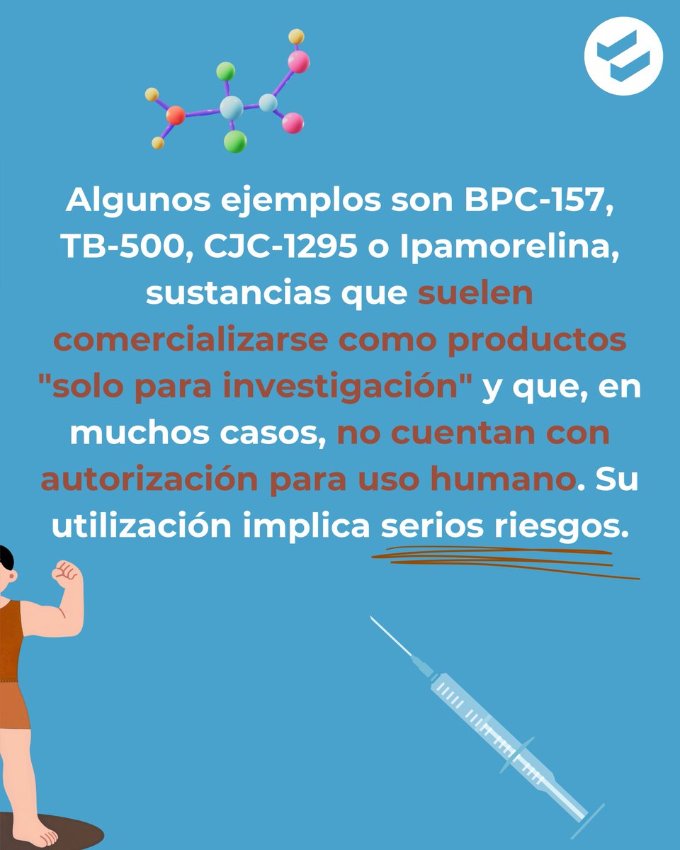 RFECiclismo's tweet photo. ¿Sabías del peligro que supone inyectarse péptidos que son de uso exclusivamente experimental?⚠️💉
👉Desde la @CELAD_esp nos comparten esta infografía alertando de estos peligros.
¡No pongas en riesgo tu salud!
#Celad #Antidopaje https://t.co/7Fie9PjHne