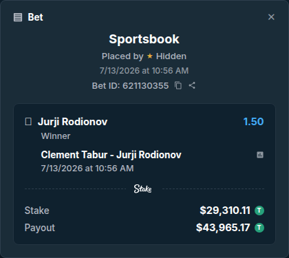 betwave25to1000's tweet photo. ⚡ MASSIVE BET INCOMING ⚡
Huge money play: $29,310 just placed on Jurji Rodionov (1.50 multiplier) for the Clement Tabur - Jurji Rodionov matchup. 🎾
#Tennis #ATP #WTA #GrandSlam #AtpGstaadSwitzerlandMenSingles #ClementTabur #Tabur #JurjiRodionov #Rodionov #HighRoller #WhaleAlert