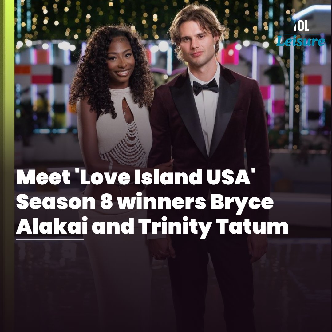 IOL_Leisure's tweet photo. Bryce Alakai and Trinity Tatum win Love Island USA Season 8, claim the $100,000 prize, split the cash, and celebrate their fan-voted victory after an emotional, drama-filled finale.
Read on: https://t.co/hwiQidgRd8
#LoveIslandUSA #Season8 #BryceAlakai #TrinityTatum https://t.co/NCvoolOQPz