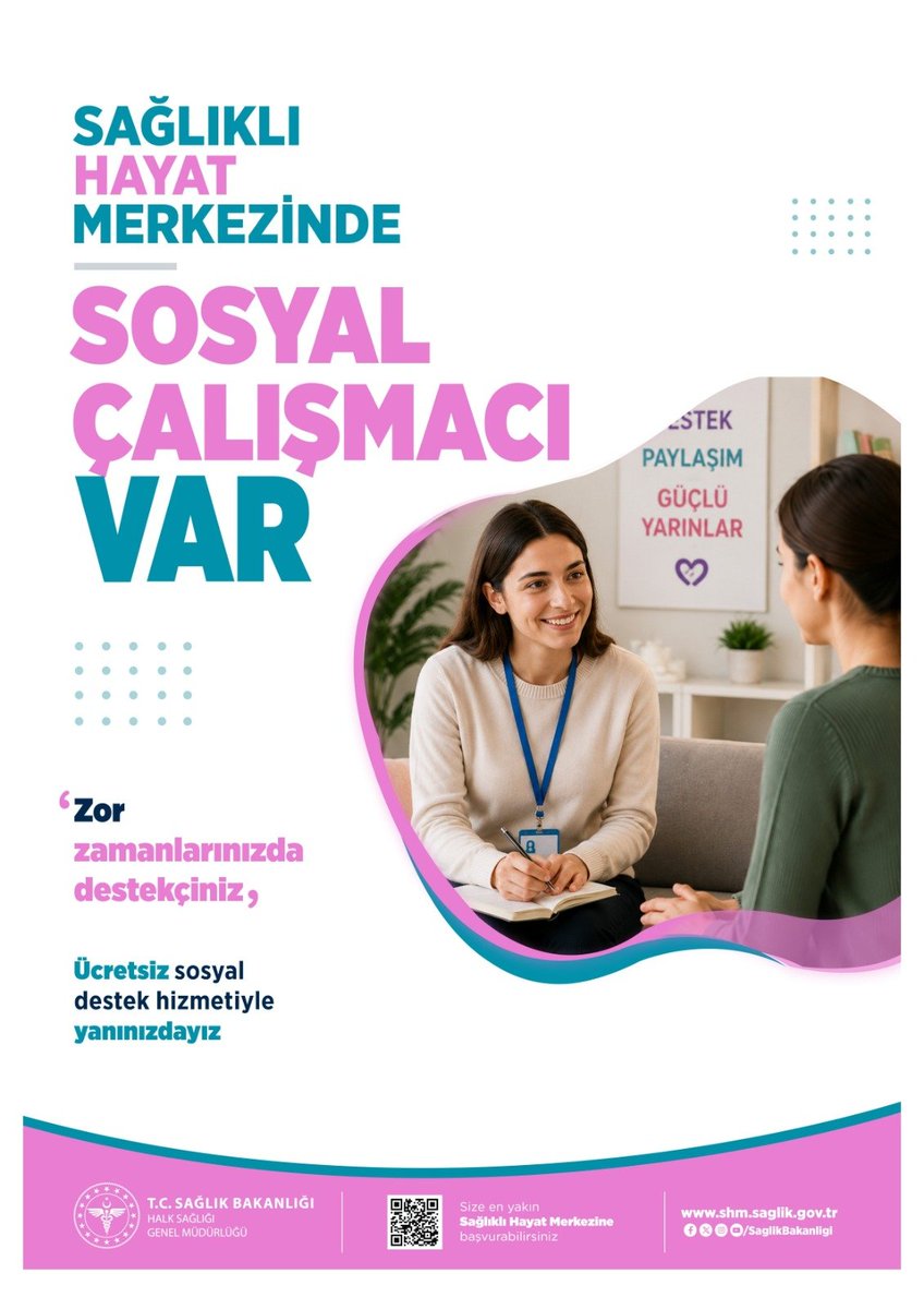 ismgovtr's tweet photo. Destek istemek, çözüm yolunda atılan güçlü bir adımdır. Sağlıklı Hayat Merkezlerimizde sunulan ücretsiz sosyal destek hizmetiyle ihtiyaç duyduğunuz desteğe ulaşabilirsiniz.

#SağlığınMerkezi https://t.co/HnnLPoAYpe