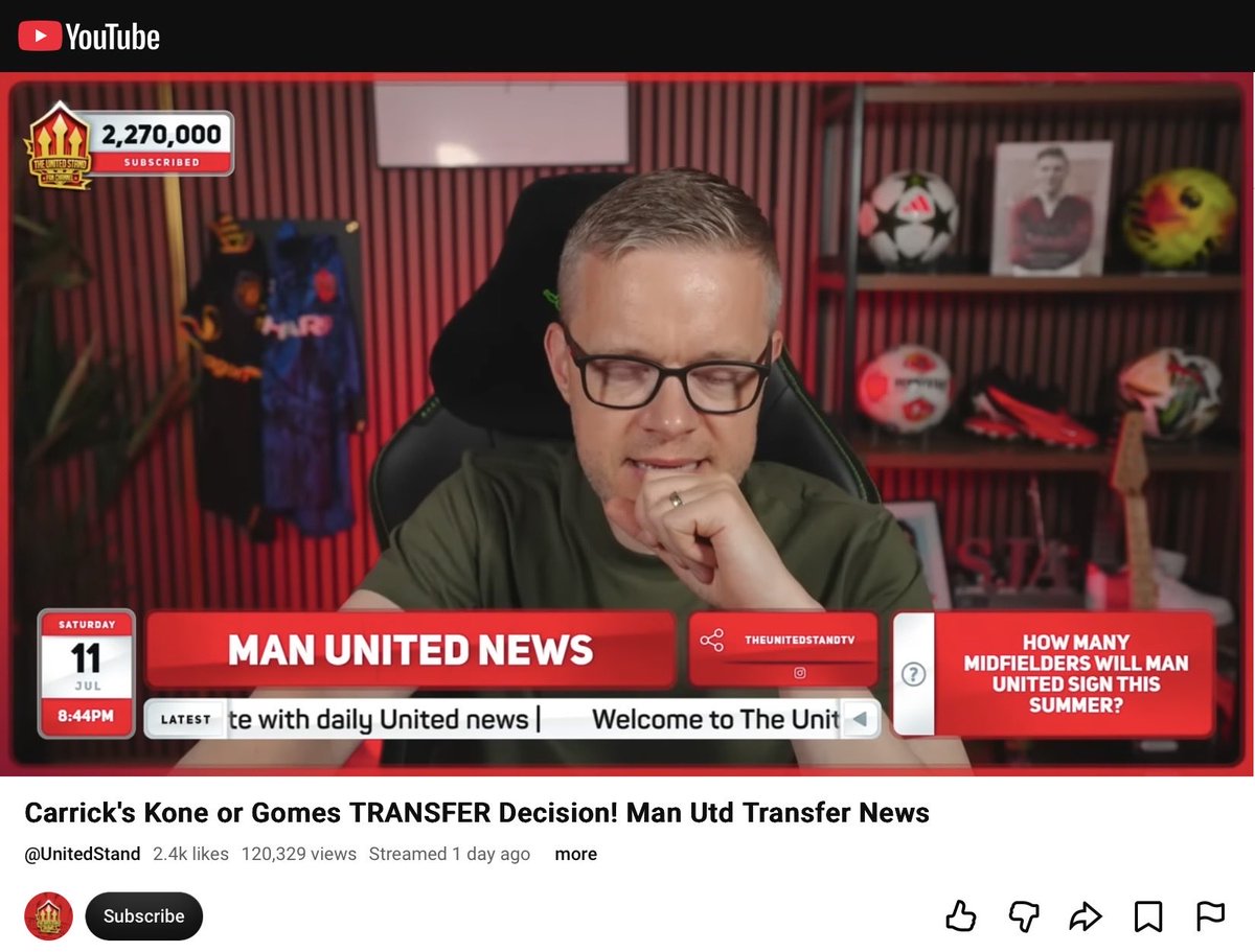 Oifigiuil's tweet photo. Mark Goldbridge on the United Stand one day ago. 🤪🤥

#Tielemans #MUFC https://t.co/gRzhAWiV99