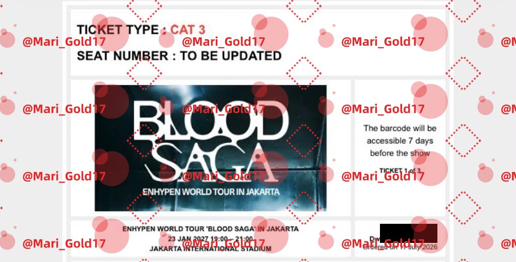 Mari_Gold17's tweet photo. #ensell 
WANT TO SELL | WTS
 ENHYPEN 'BLOOD SAGA' in JAKARTA (Membership Pre-Sale)

🤍 2 tix CAT 3
Rp. 3.800.000 / tix 

✅ Diurus sampe fisik
✅ Boleh dicicil
✅ udah include fee jastip dan membership 

Aku berhasil secure tiket di Cat 1 jadi mau jual yang di Cat 3. https://t.co/SKvyNvdg0S