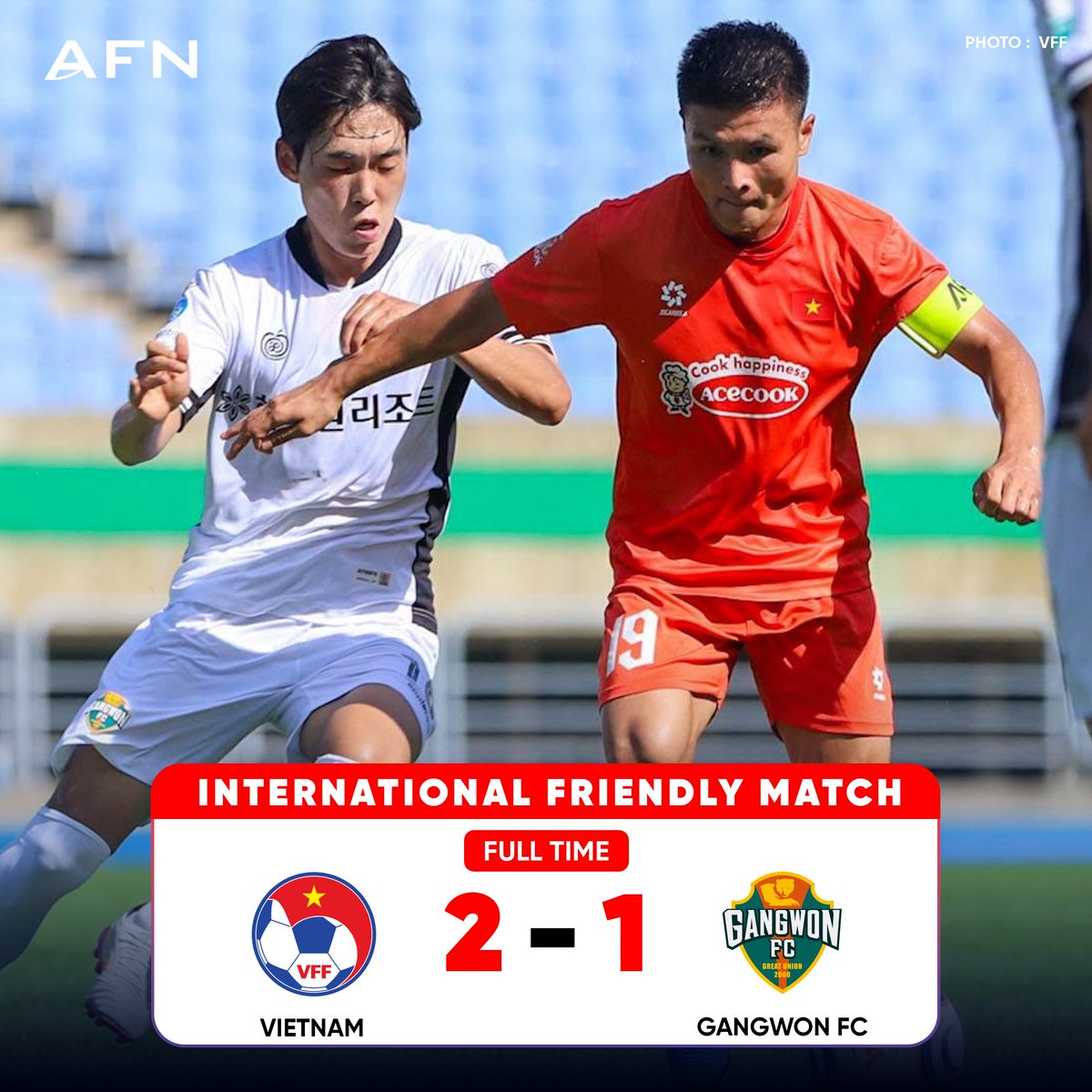 theafndotcom's tweet photo. FRIENDLY MATCH (13.07.2026)
FT: Vietnam 🇻🇳 2️⃣-1️⃣ 🇰🇷Gangwon FC
-----
#VFF #GoldenStarWarriors #ASEANChampionship2026 https://t.co/lJH4duvOIT