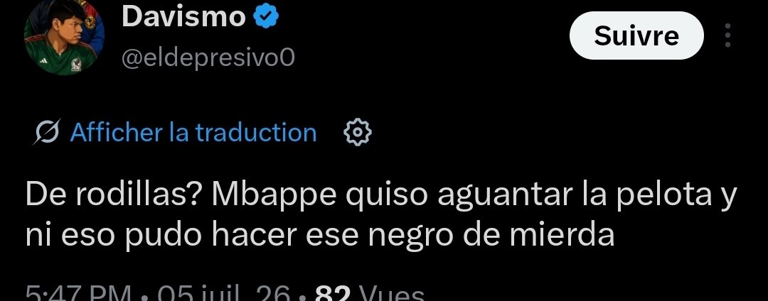 krie_mo's tweet photo. @eldepresivo0 @Parcifa01314742 @pilludinho Le mec balance des phrases au hasard et ne fait que répéter ce qu'il voit sur Tiktok 🤡
Je comprends pourquoi tu parles d'hypocrisie : tu es un expert en la matière 🤌. J'avais jamais vu un hypocrite et menteur comme toi. Tu es, à l'image de ta porc de sénatrice, un raciste : https://t.co/oeOnOjDLDF