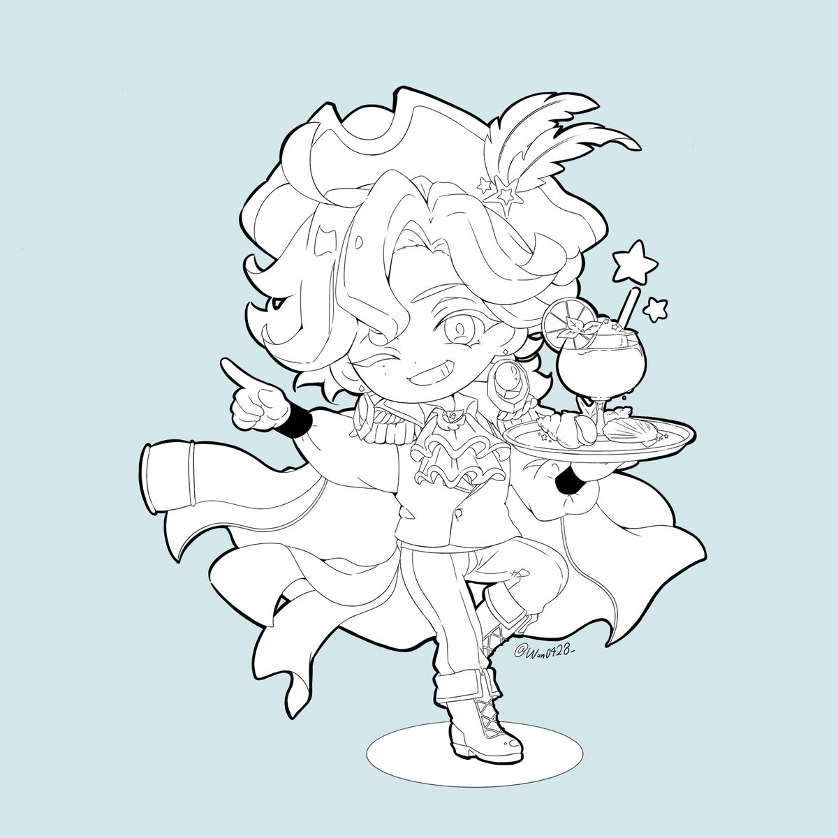 Wan0428_'s tweet photo. スイパラパロ下がき☕️
キャプテンくん→きつねくん→帽子屋さん→スコップくん
他の子も描きたくなってきて困るぞ…アクスタにしたら絶対可愛い🥺

※顔あり創作要素強 https://t.co/Q8nd0EGwAw