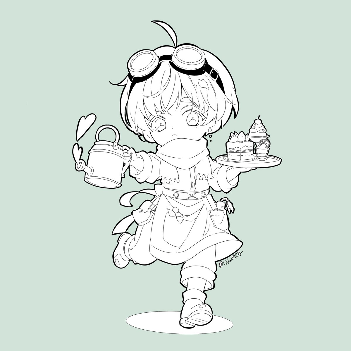Wan0428_'s tweet photo. スイパラパロ下がき☕️
キャプテンくん→きつねくん→帽子屋さん→スコップくん
他の子も描きたくなってきて困るぞ…アクスタにしたら絶対可愛い🥺

※顔あり創作要素強 https://t.co/Q8nd0EGwAw