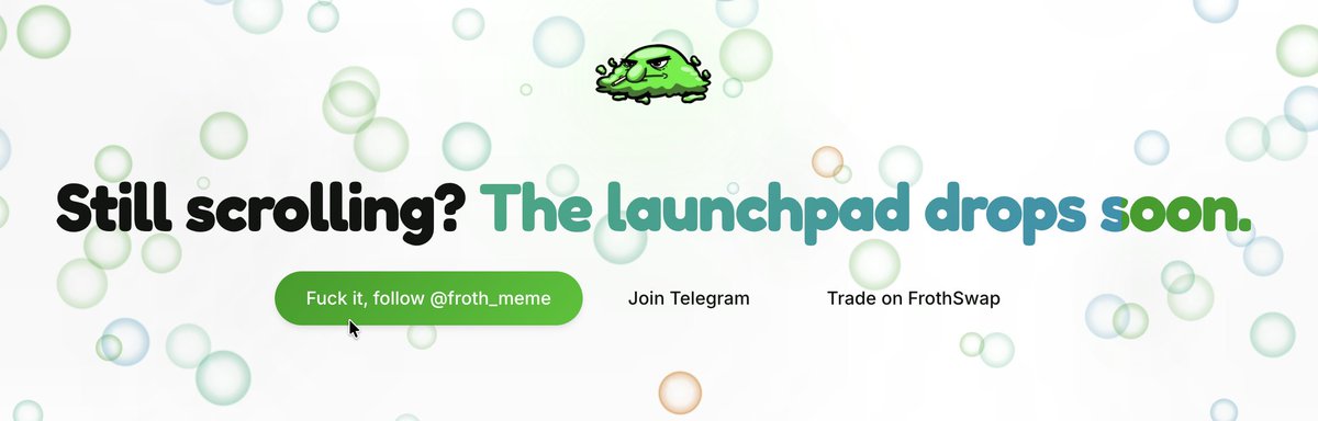 ElCryptoDoc's tweet photo. Just dropped a solid bag into @froth_meme 

Why I'm bullish:
Proven team with 40M+ TVL history, now building a memecoin launchpad + DEX on Robinhood Chain.

Failed launches recycle 100% into TWAP buy pressure for winners, and every launch burns $FROTH.

Robinhood retail is coming, and these are some of the best mechanics I've seen on a launchpad.

If this plays out right, I expect some proper x's incoming.

Chart: https://t.co/5z4cQdBMKq