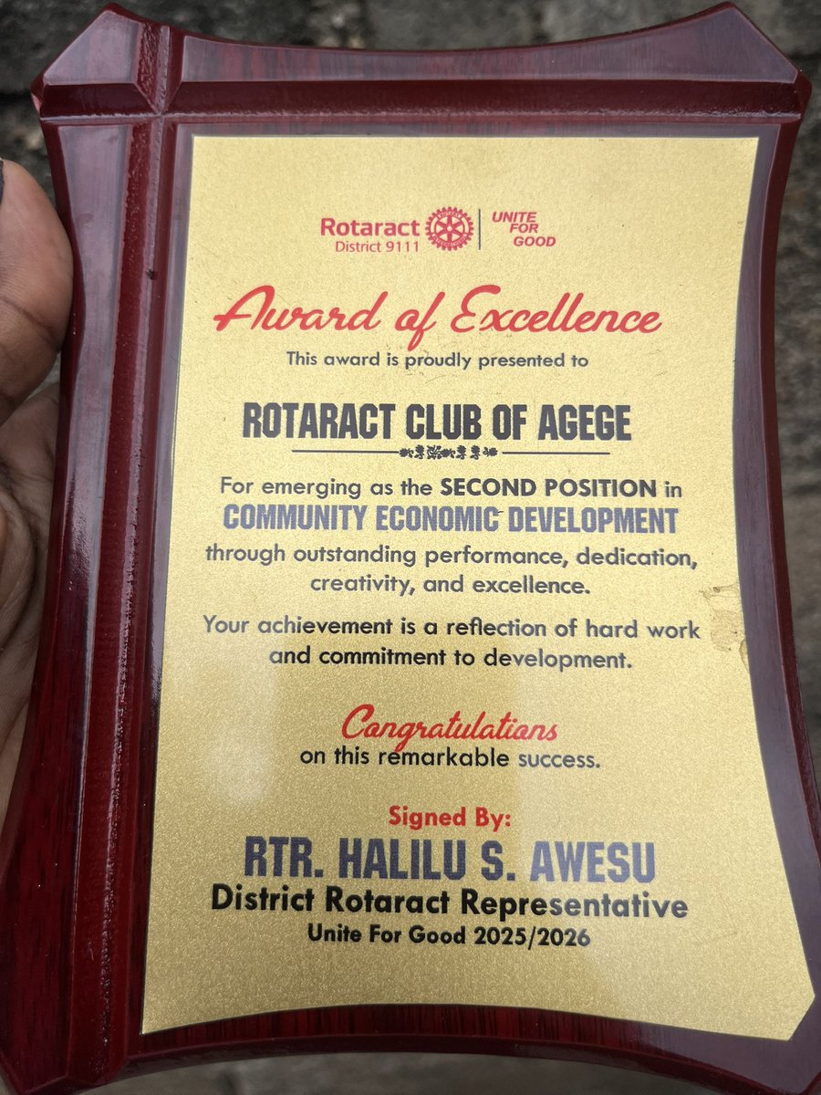 AgegeRotaract's tweet photo. A well-deserved throwback. 🏆✨
As we closed the last Rotary year, we celebrated the dedication of our members and Board of Directors. Thank you to our district for the recognition and continued support. These awards belong to every member who served with passion.
#Rotaract https://t.co/gReOdjFvi2