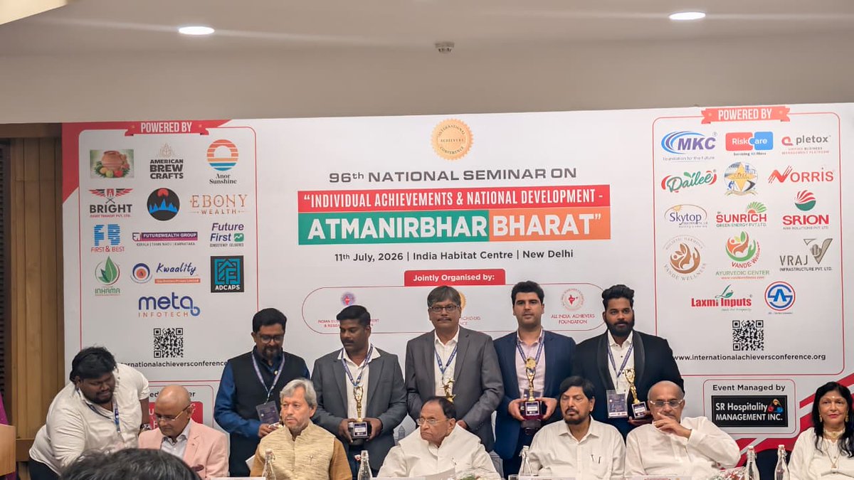 smarterhomes02's tweet photo. Proud moment for SmarterHomes! Congratulations to our COO @jitenderthirwan on receiving the Outstanding Achievement Award for Excellence in Sustainable Water Management Innovation at the 96th National Seminar by the All India Achievers Foundation. #WaterInnovation #Sustainability https://t.co/YiEUSsd5wg