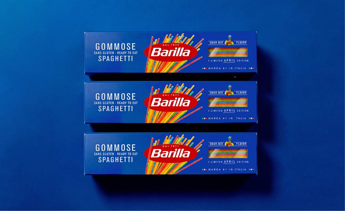 packagings's tweet photo. Pasta, but make it candy. This #AprilFool's concept swaps Barilla's spaghetti and tortiglioni for #gummy versions in matching sour-mix colorways.
https://t.co/F1cESzuK5g
#packagingdesign by Zenchickk
Art-director: Alexander Blucher https://t.co/fCOzsDmHb9