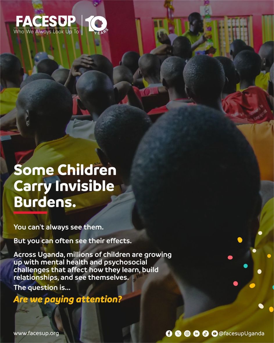 FacesUpUganda's tweet photo. Last week, we joined the Mental Health Awareness Camp at the @Parliament_Ug , convened by the @ugpfmh .

As we reflect on those conversations, we want to remind you why action now is our only option.

Psychosocial distress is affecting far too many children, and every day we delay is another day a child struggles in silence.

The time to act is not tomorrow. It’s today.

Swipe through to see why this conversation cannot wait. 💛

#FacesUp #ArtForHealing #ChildWellbeing #Uganda #PsychosocialSupport
#MentalHealthAwareness