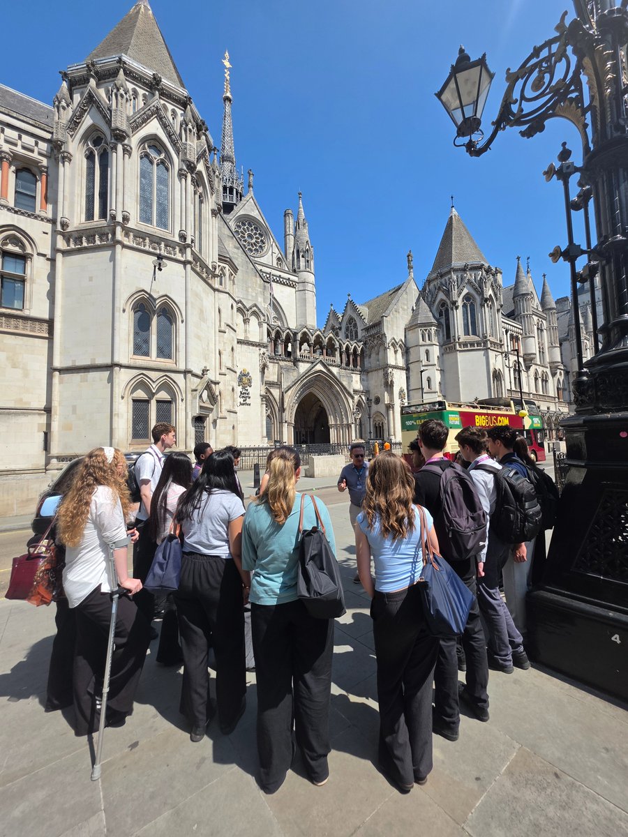 Our Year 12 students are enjoying their visit to the Royal Courts of Justice. 
The visit is giving students a unique opportunity to see the law in action and&nbsp; explore one of the most iconic legal landmarks. 
We are proud of how positively they are representing the academy. Image