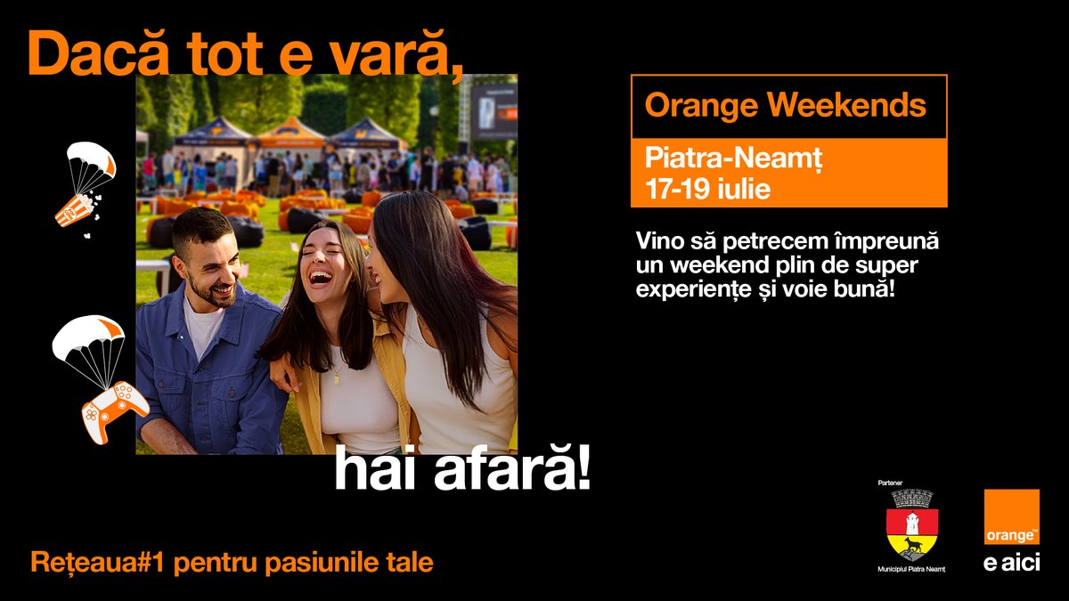 orangeromania's tweet photo. Orange Weekends revine la Piatra Neamț pentru un weekend plin de distracție în aer liber! Ia-ți gașca de prieteni și vino și tu să participi la competițiile de EAFC 26 și Kendama. Poți câștiga super premii 😉 Iar seara, relaxează-te la un film bun. https://t.co/TMEu9Cz7eG