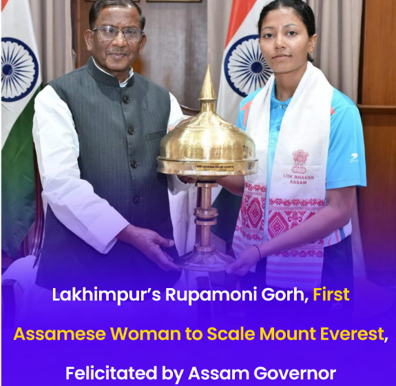 Northeast_Arena's tweet photo. Assam proudly celebrates Rupamoni Gorh, the first Assamese 
woman to conquer Mount Everest. 

Honoured by Governor Lakshman Prasad Acharya, her inspiring  achievement encourages every young dreamer to aim higher. 

#Assam #MountEverest https://t.co/0O7fE2lQ3m
