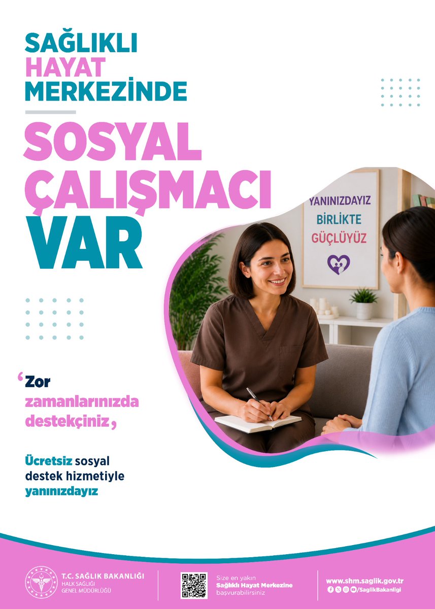 aydinilsm's tweet photo. 🤝 Sosyal Çalışmacı Zor zamanlarınızda yanınızdayız.
 Sağlıklı Hayat Merkezlerinde sunulan ücretsiz sosyal destek ve danışmanlık hizmetlerinden yararlanabilirsiniz. 

 Detaylı bilgi için ➡️ https://t.co/nvMk8xbxWw #SağlığınMerkezi https://t.co/KwSnPGbI5d